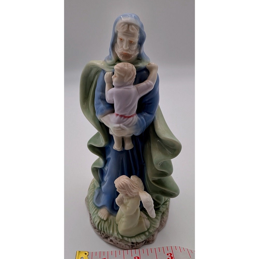 Ks Collection Porcelain Figurine St Joseph Holding Child Jesus with Angel 6in